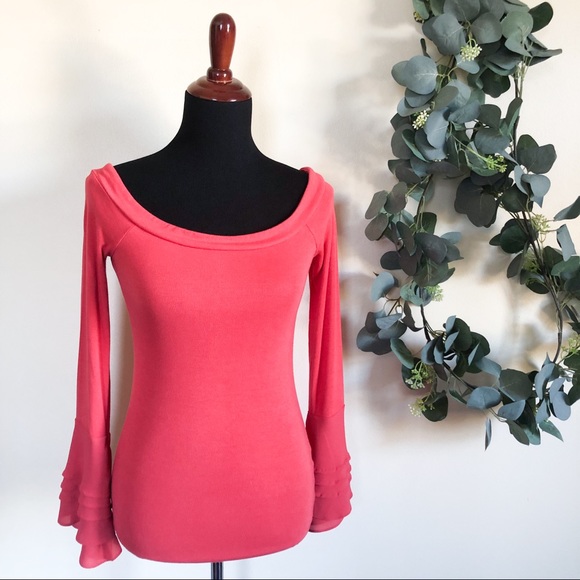 White House Black Market Tops - WHBM | red bell sleeve boat neck top XS